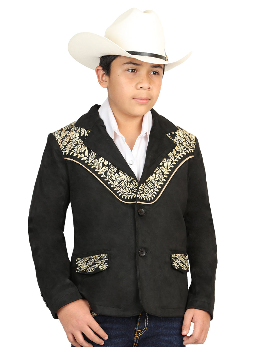 el General Niños' Gamuza Vaquero Bordado Blazer - Negro 45659