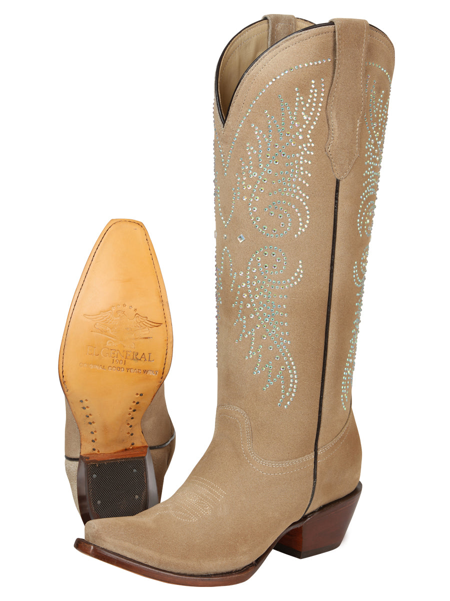 el General Dama Vaquero Gamuza Botas - Tuscani 45793