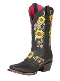 el General Dama Rodeo Bota - Oscuro Café/sunflowers 51144