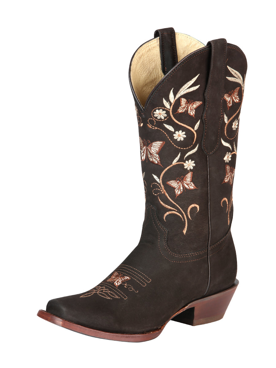 el General Dama Rodeo Botas - Nobuk Piel - Café 51227