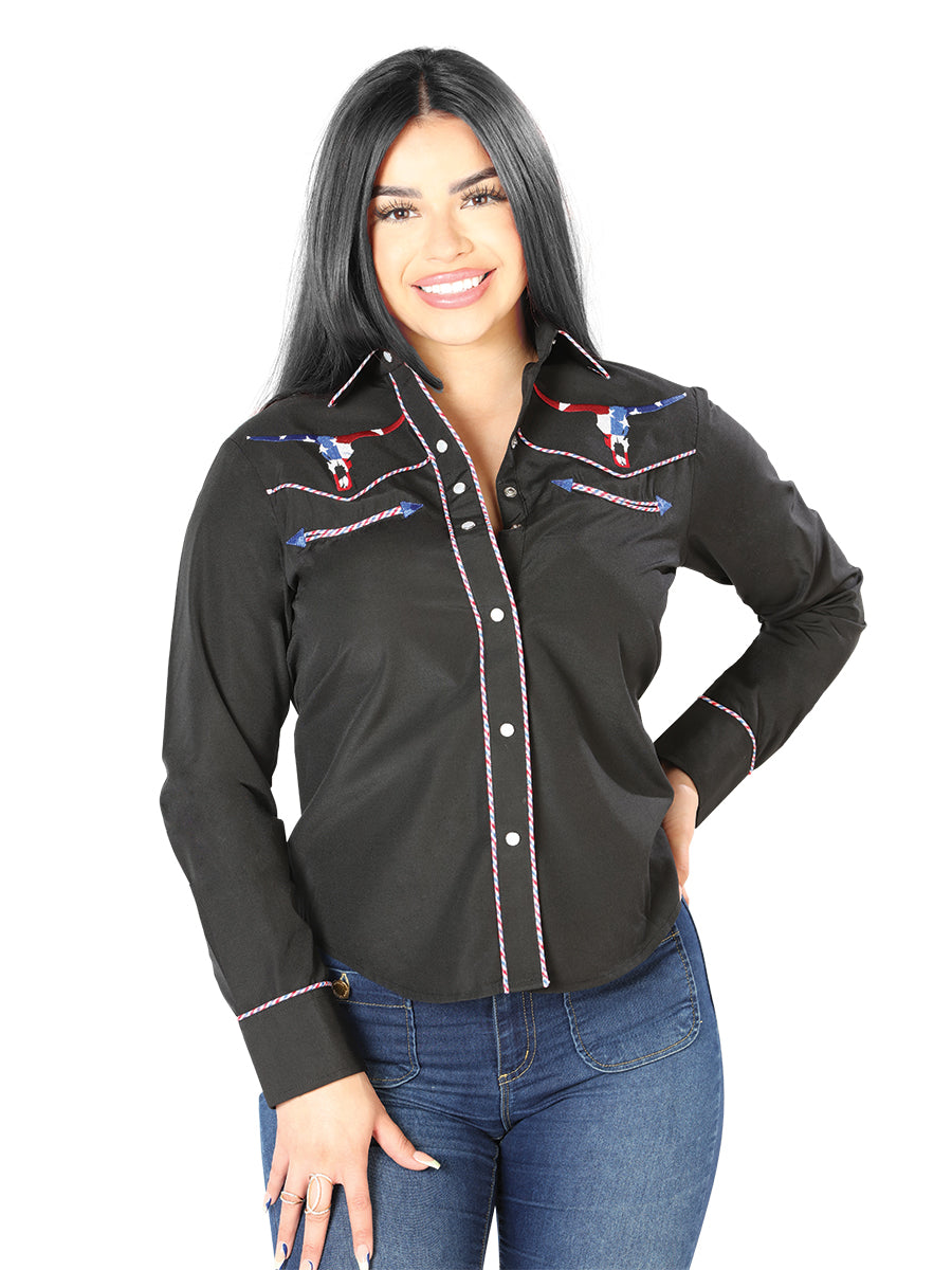 Dama Negro Bordado Vaquero - Style Blusa 126680