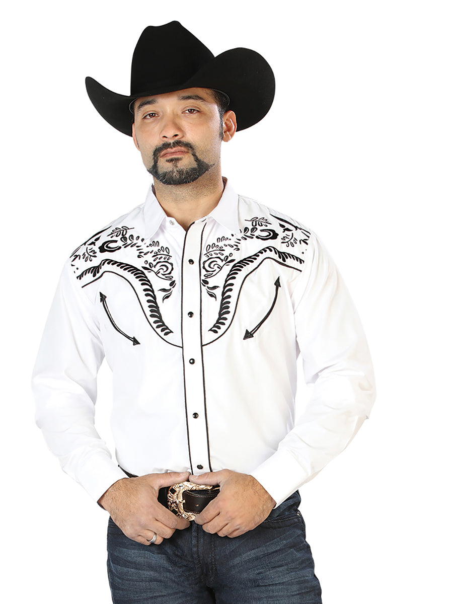 el Señor de los Cielos Bordado Camisa Blanco/negro 126692