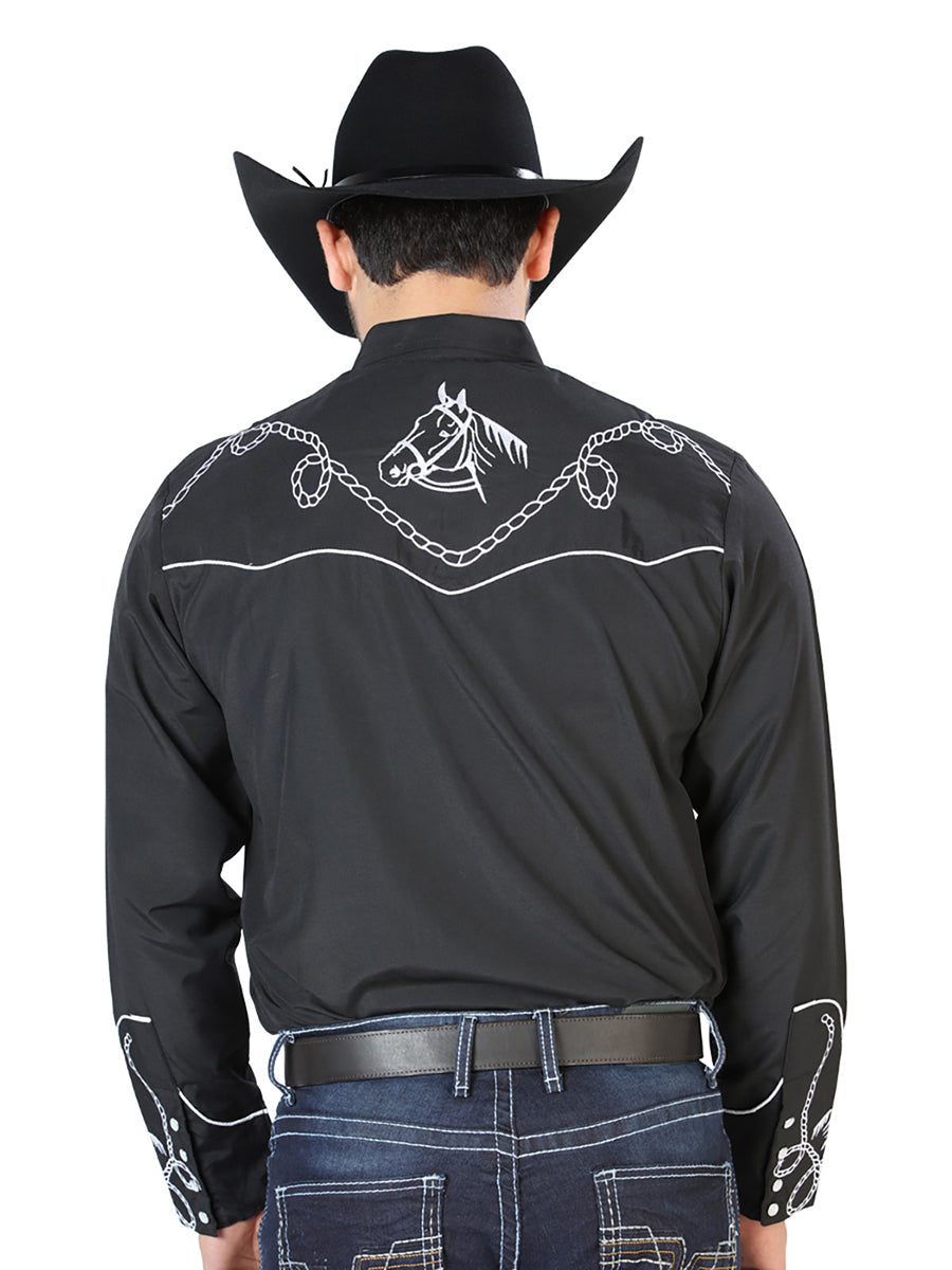 Camisa Vaquera L/ Manga El Señor De Los Cielos No.17 65% Poliéster 35% Algodón Negro 126714