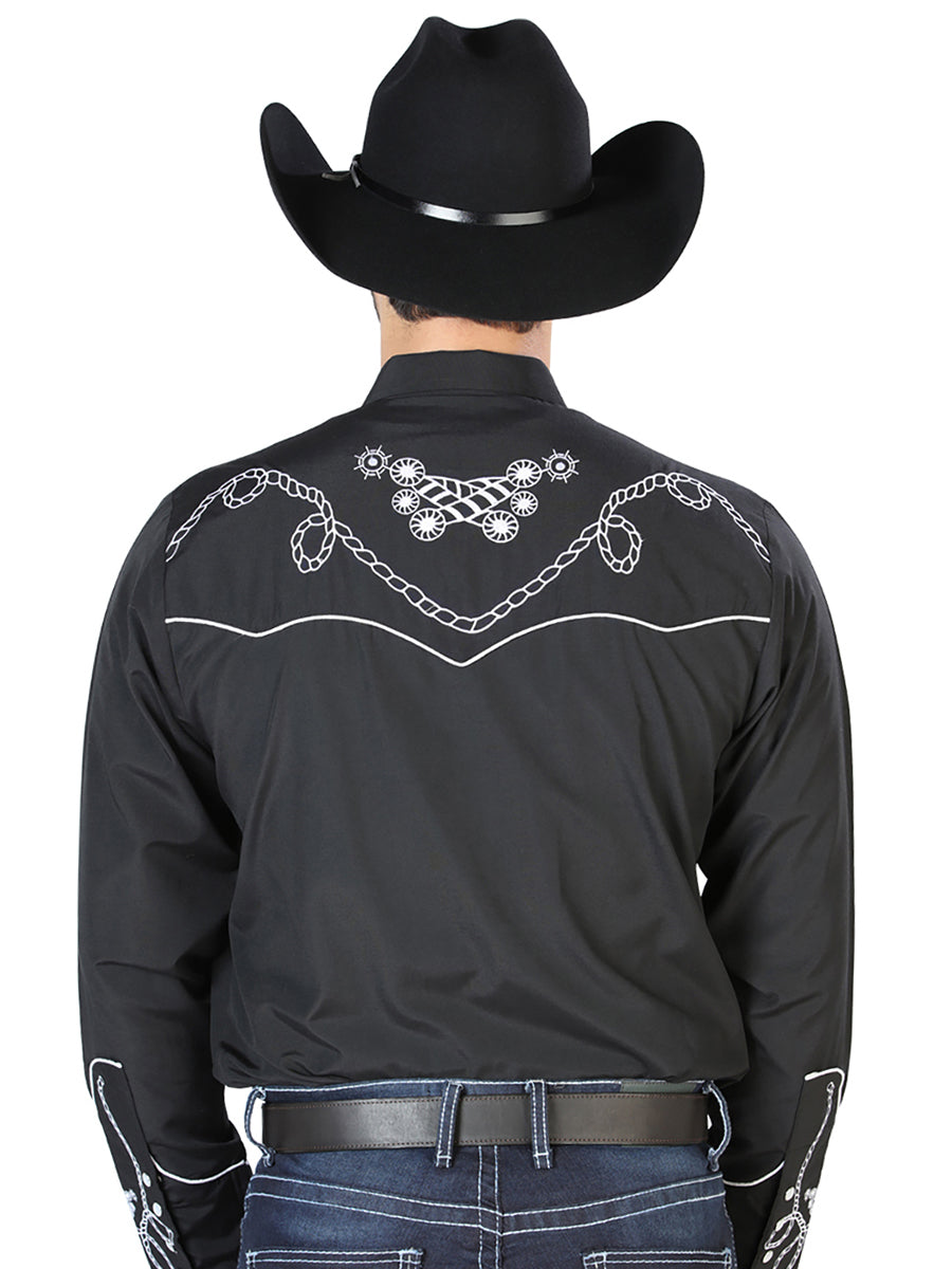 el Señor de los Cielos Bordado Camisa Negro/blanco 126717