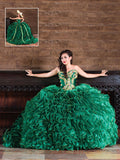 Vestido De Quinceañera Joanini Ch-05 100% Poliester Verde/Dorado 600022