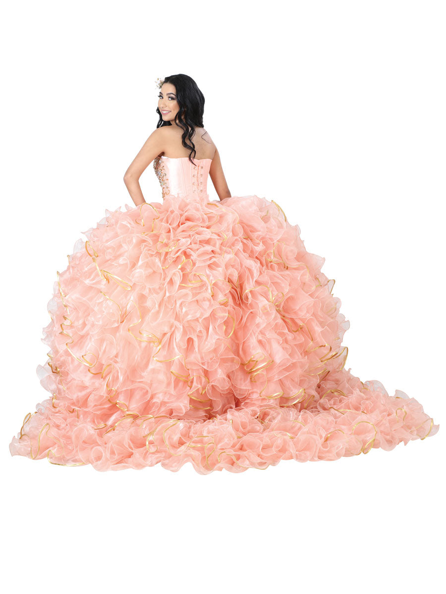 Vestido Quinceañera Mis Xv Primaveras K 10 100% Poliéster Salmón 601037