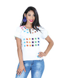 Blusa Bordada/O Mis Xv Primaveras Bls-Sol-Pntd 100% Algodon Blanca 601437