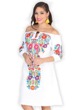 Vestido Mexico Artesanal Floral 50% Algodón 50% Poliéster Blanco 601972