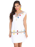 Vestido Juvenil Mexico Artesanal Cadenilla 50% Algodón 50% Poliester Blanco 601982