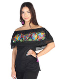 Blusa Juvenil Mexico Artesanal Mariposa 50% Algodón 50% Poliester Negro 602472