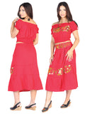 Vestido Bordado/A Mexico Artesanal Conjunto 50% Algodón 50% Poliester Rojo 602476