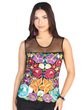 Blusa Juvenil Mexico Artesanal Noche Buena 50% Algodon, %50 Polyester Negro 602484