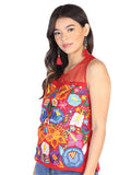 Blusa Juvenil Mexico Artesanal Noche Buena 50% Algodon, %50 Polyester Rojo 602486