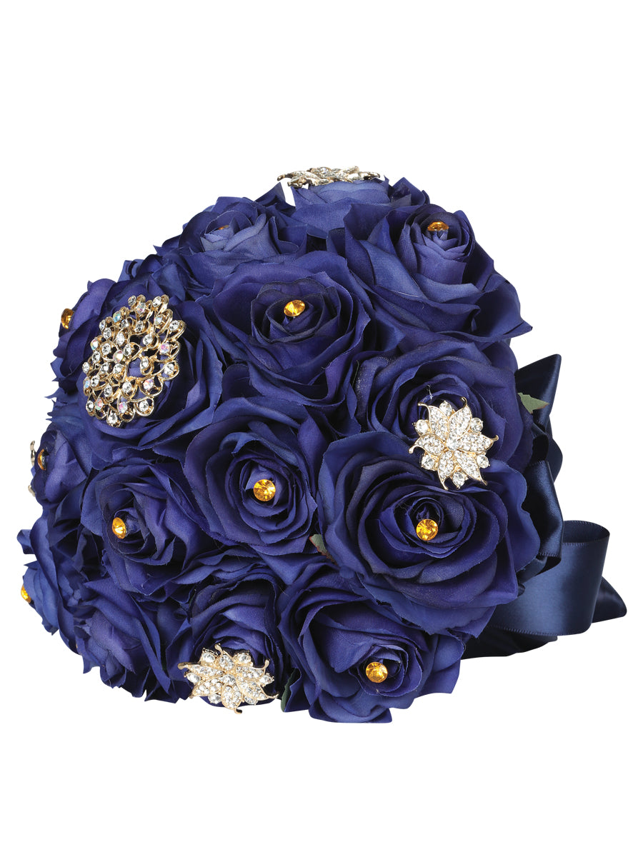 Juego De Velas Ramo Mis Xv Primaveras Rambrch Satinado Azul Marino/Oro 602592