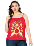 Artesanal Bordado Blusa 100% Algodón Rojo 603073
