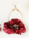 Aretes México Artesanal Flor Chapa De Oro Chapa De Oro Vino 603246