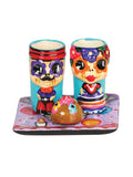 Articulo Hogar Mexico Artesanal Set Tequilero Catrines Ceramica Multicolor 603428