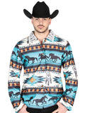 Chaqueta El General Western Wear Syg-2616 Tela Verde Azul 702042
